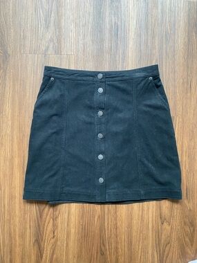 Abercrombie & Fitch | Button-Front Black A-Line Skirt